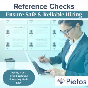 “HR professional reviewing candidate reference checks in employee screening process for safe and reliable hiring”