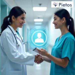 Healthcare HR verifying doctor’s credentials through digital background check in India hospital.