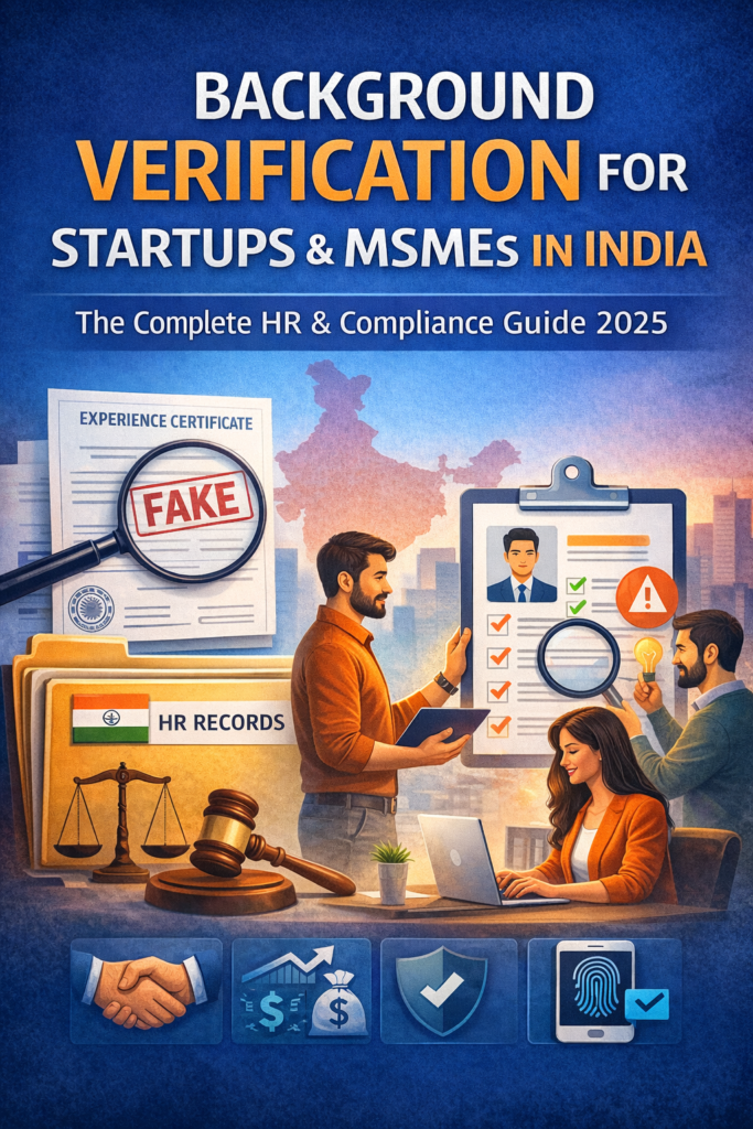 Background verification for startups in India showing HR teams verifying employee records and detecting fake experience