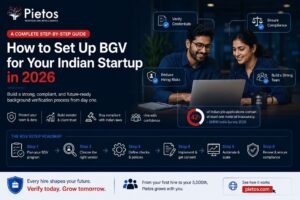 Infographic mapping out the automated background verification framework for Indian startups by Pietos.
